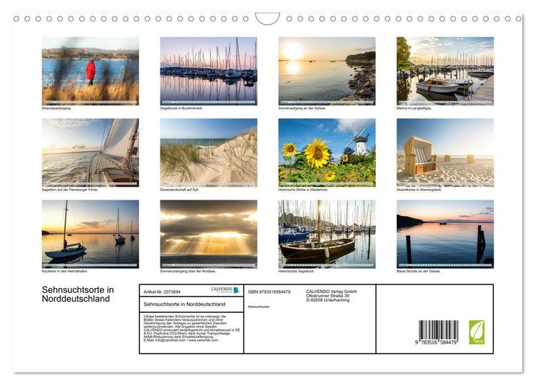 Produktbild: Sehnsuchtsorte in Norddeutschland (Wandkalender 2026 DIN A3 quer), CALVENDO Monatskalender