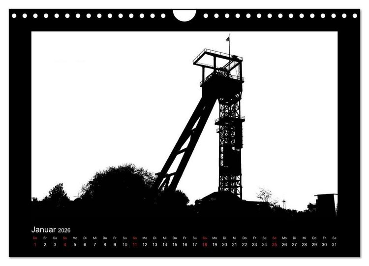 Produktbild: Ruhrpott und Niederrhein in Schwarzwei&szlig; (Wandkalender 2026 DIN A4 quer), CALVENDO Monatskalender