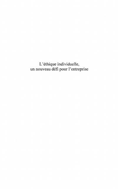 Produktbild: L'ethique individuelle