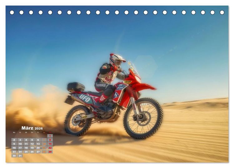 Produktbild: W&uuml;stenrallye Dakar Motorrad (Tischkalender 2026 DIN A5 quer), CALVENDO Monatskalender