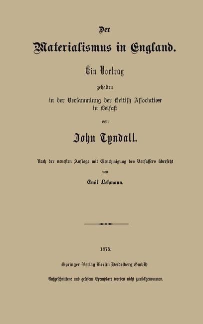 Produktbild: Der Materialismus in England