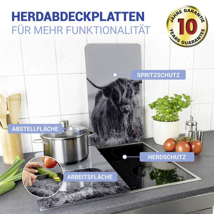 Produktbild: Herdabdeckplatte Universal Mod. Highland Cattle, 2er Set, f&uuml;r alle Herdarten geeignet