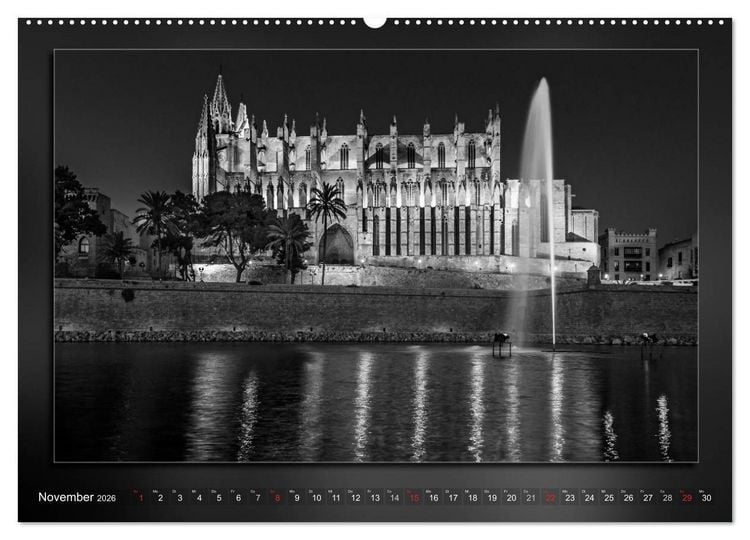 Produktbild: Mallorca Schwarz Wei&szlig; (hochwertiger Premium Wandkalender 2026 DIN A2 quer), Kunstdruck in Hochglanz