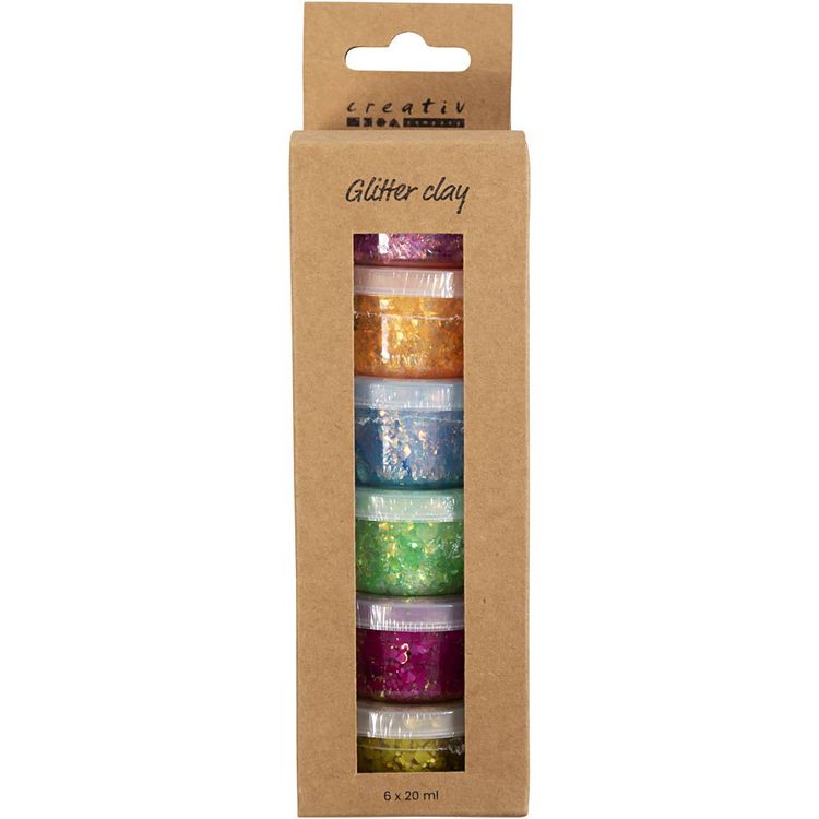 Produktbild: Creativ Company Glitter Clay, Sortierte Farben, 6x20 ml