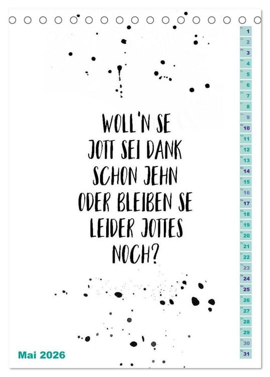 Produktbild: BERLINERISCH Lustige Spr&uuml;che (Tischkalender 2026 DIN A5 hoch), CALVENDO Monatskalender