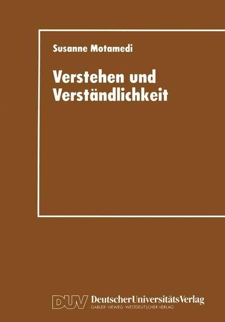Produktbild: Verstehen und Verst&auml;ndlichkeit