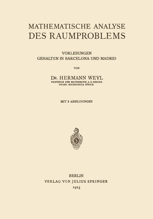 Produktbild: Mathematische Analyse des Raumproblems