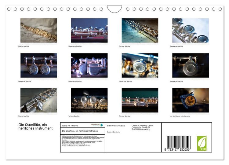Produktbild: Die Querfl&ouml;te, ein herrliches Instrument (Wandkalender 2026 DIN A4 quer), CALVENDO Monatskalender