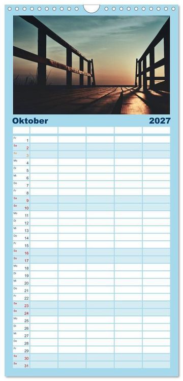 Produktbild: Familienplaner 2027 - Abendlicht &uuml;ber der Nordsee mit 5 Spalten (Wandkalender, 21 x 45 cm) CALVENDO