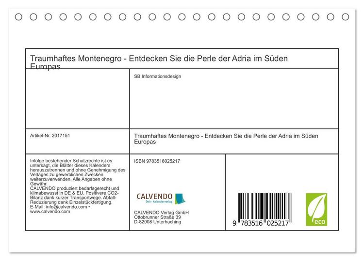 Produktbild: Traumhaftes Montenegro - Entdecken Sie die Perle der Adria im S&uuml;den Europas (Tischkalender 2026 DIN A5 quer), CALVENDO Monatskalender