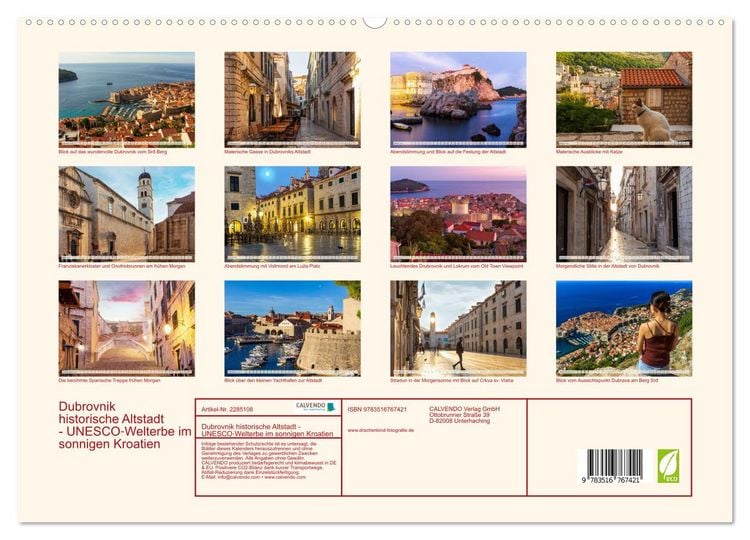 Produktbild: Dubrovnik historische Altstadt - UNESCO‑Welterbe im sonnigen Kroatien (hochwertiger Premium Wandkalender 2027 DIN A2 quer), Kunstdruck in Hochglanz