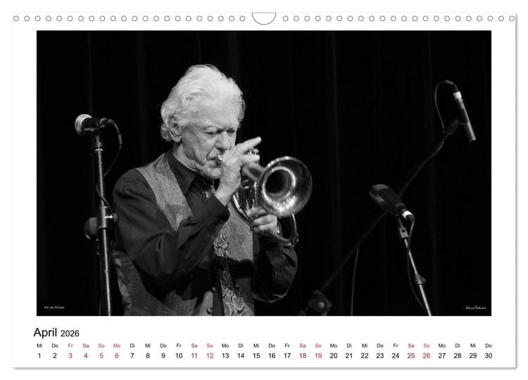 Produktbild: Internationale Meister des Jazz in Schwarzwei&szlig; (Wandkalender 2026 DIN A3 quer), CALVENDO Monatskalender