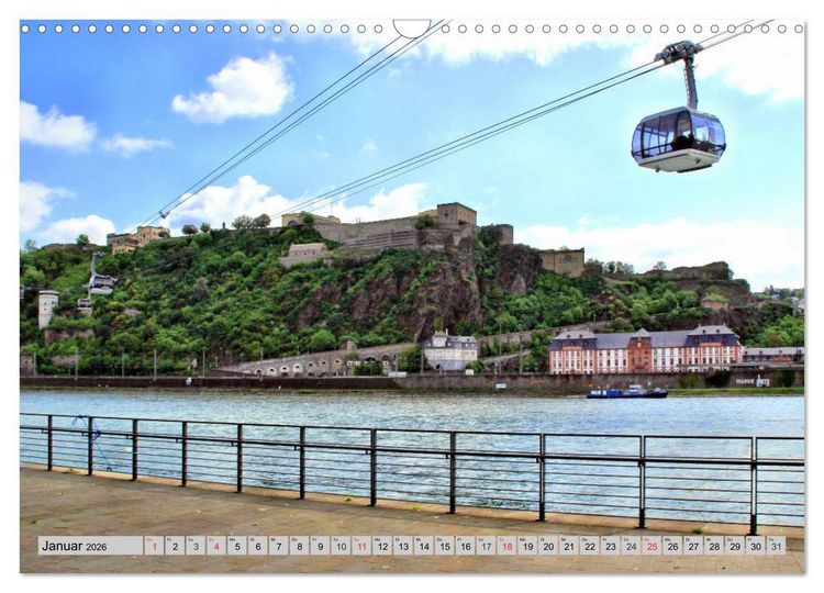 Produktbild: Koblenz - Festung Ehrenbreitstein und das Deutsche Eck (Wandkalender 2026 DIN A3 quer), CALVENDO Monatskalender