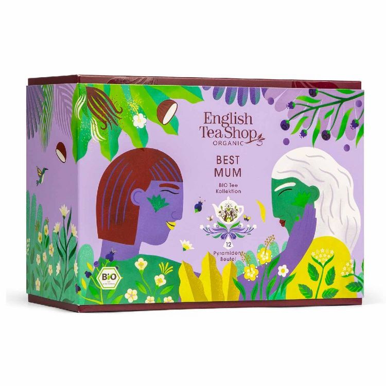 Produktbild: BIO Tee Geschenk f&uuml;r Mama "Best Mum", zum Geburtstag, Muttertag, Weihnachten, 3 Sorten, 12 kompostierbare Pyramiden-Beutel