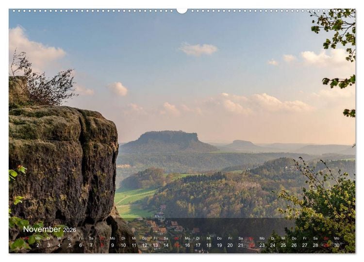 Produktbild: Elbsandsteingebirge - Rund um die Bastei (hochwertiger Premium Wandkalender 2026 DIN A2 quer), Kunstdruck in Hochglanz