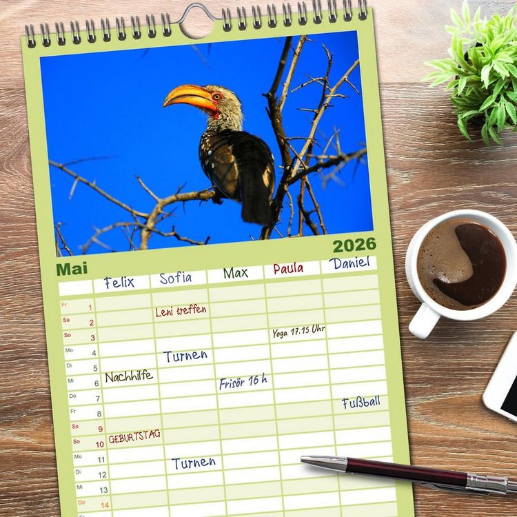 Produktbild: Familienplaner 2026 - Botswana- Pirschfahrt mit Garantie auf Wildlife mit 5 Spalten (Wandkalender, 21 x 45 cm) CALVENDO