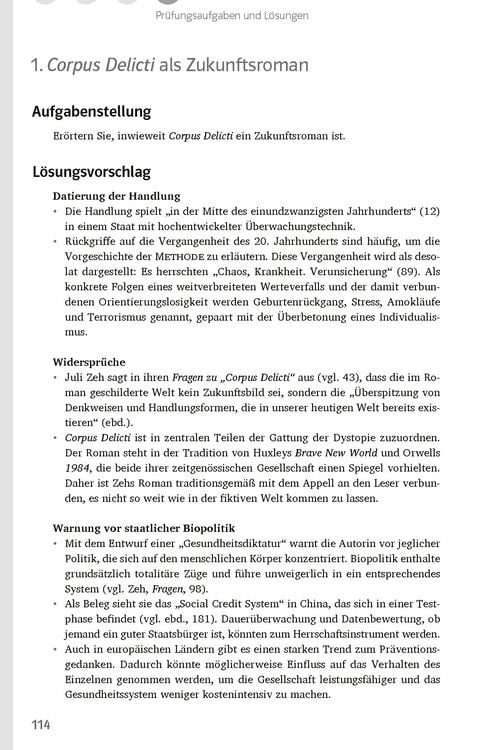Produktbild: Lekt&uuml;rehilfen Juli Zeh, Corpus Delicti. Ein Prozess