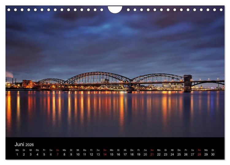 Produktbild: K&ouml;ln bei Nacht - dunkelbunte Stadt (Wandkalender 2026 DIN A4 quer), CALVENDO Monatskalender
