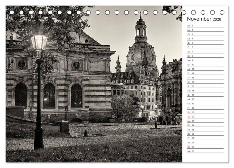 Produktbild: Dresden Schwarz-Wei&szlig; (Tischkalender 2026 DIN A5 quer), CALVENDO Monatskalender