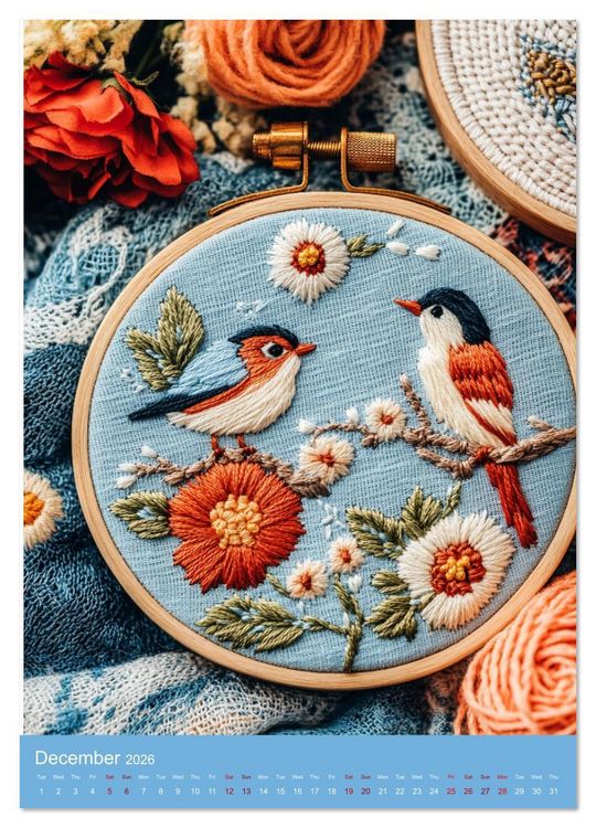 Produktbild: Elegance in Embroidery (Wall Calendar 2026 DIN A3 portrait), CALVENDO 12 Month Wall Calendar