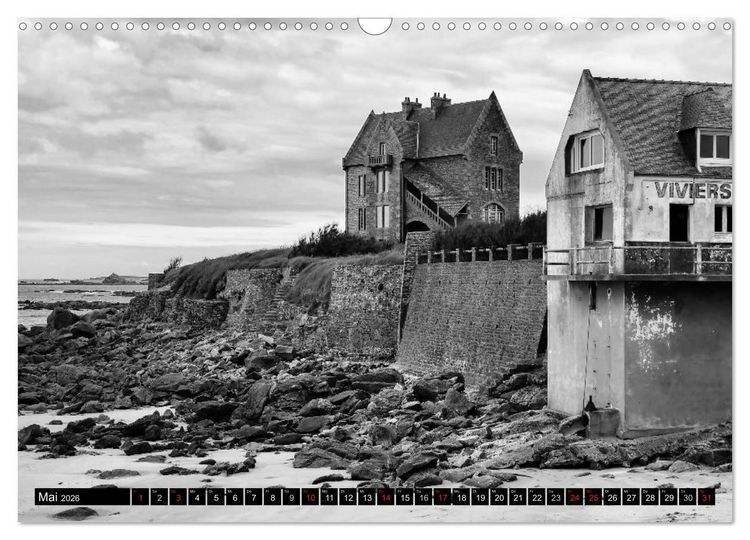 Produktbild: Bretagne in Schwarz und Wei&szlig; 2026 (Wandkalender 2026 DIN A3 quer), CALVENDO Monatskalender