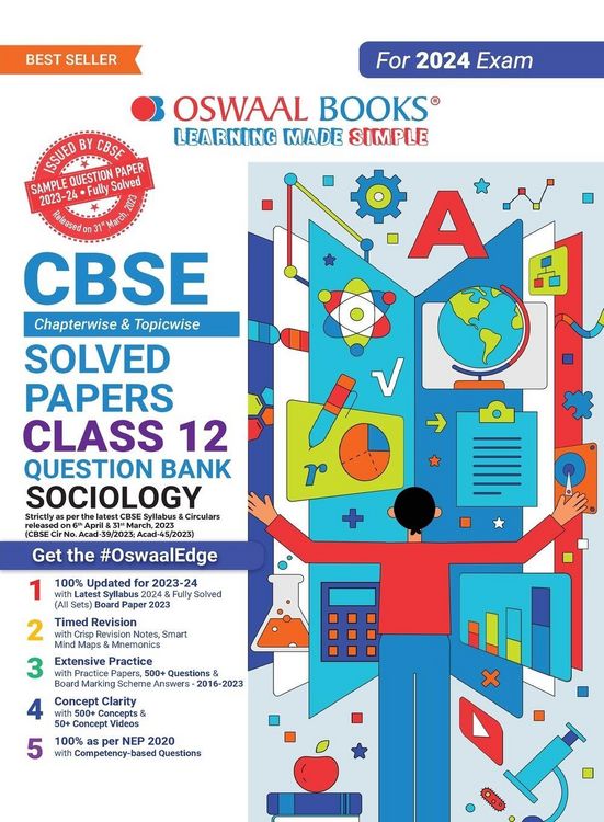 Produktbild: Oswaal CBSE Chapterwise Solved Papers 2023-2014 Sociology Class 12th (2024 Exam)