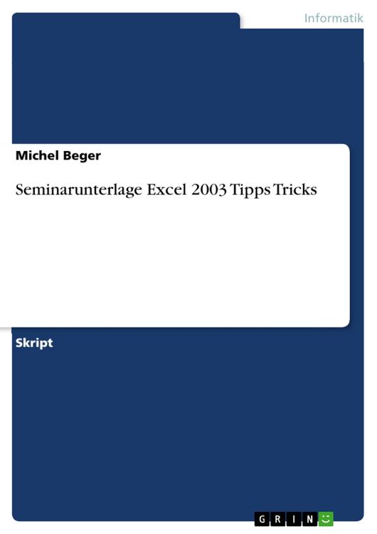 Produktbild: Seminarunterlage Excel 2003 Tipps Tricks