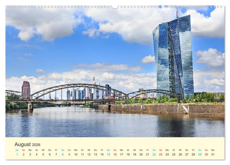 Produktbild: Frankfurt am Main - Finanzen und Geschichte (hochwertiger Premium Wandkalender 2026 DIN A2 quer), Kunstdruck in Hochglanz