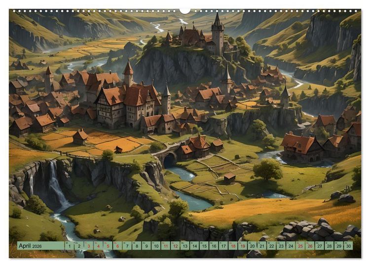 Produktbild: Mittelalterliche St&auml;dte und Burgen (hochwertiger Premium Wandkalender 2026 DIN A2 quer), Kunstdruck in Hochglanz