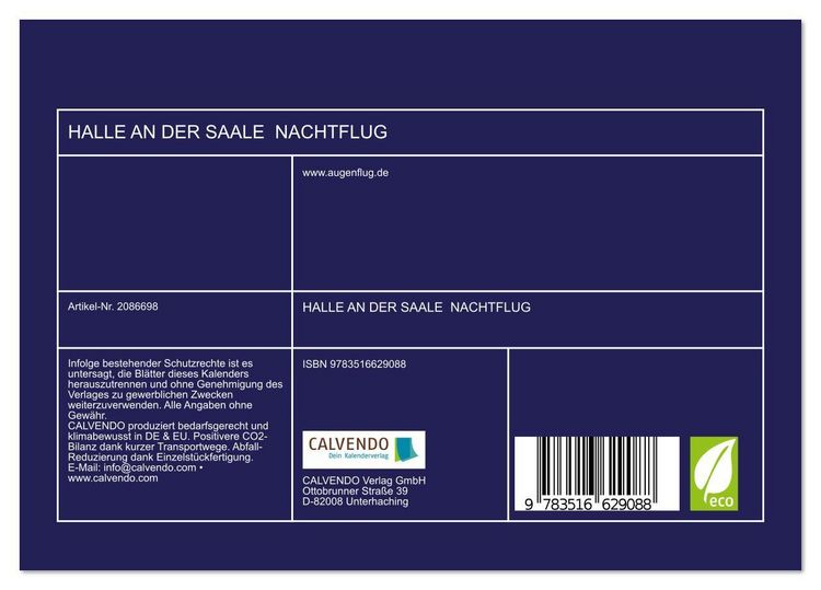 Produktbild: HALLE AN DER SAALE NACHTFLUG (Tischkalender 2026 DIN A5 quer), CALVENDO Monatskalender
