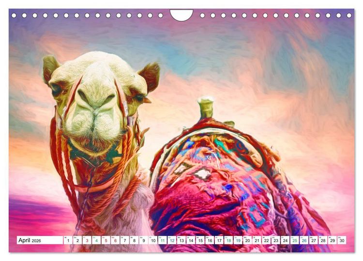 Produktbild: Farbenfestival der Tiere - Artwork (Wandkalender 2026 DIN A4 quer), CALVENDO Monatskalender