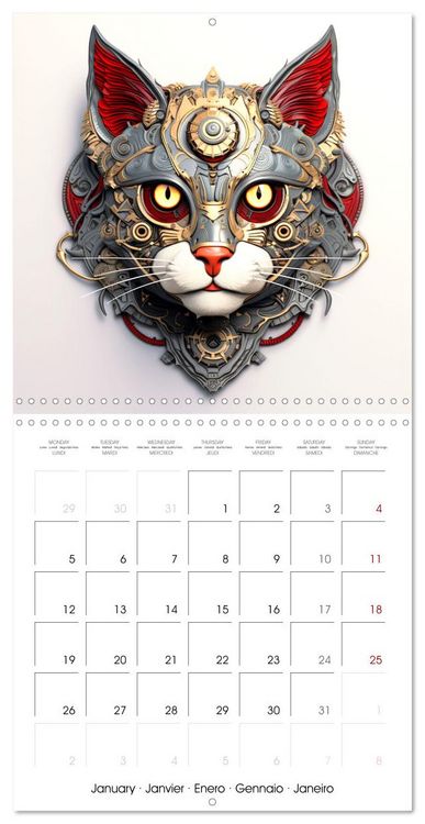 Produktbild: F&eacute;lins Steampunk (Calendrier mural carr&eacute; 2026 30x30 cm) Calendrier double avec une page pour vos prises de notes