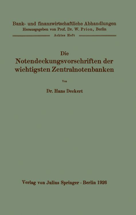 Produktbild: Die Notendeckungsvorschriften der wichtigsten Zentralnotenbanken
