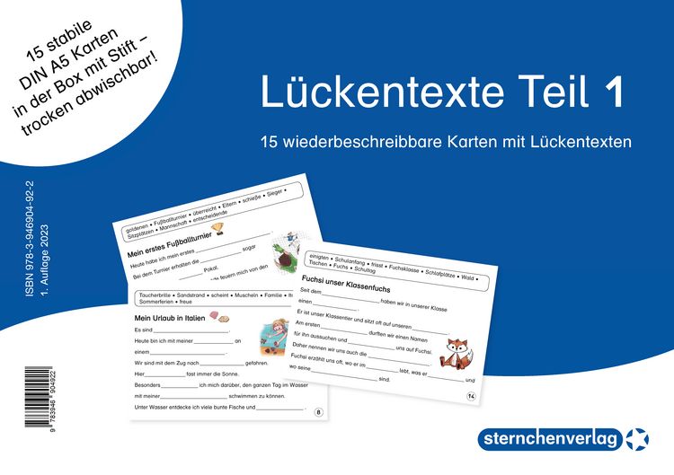 Produktbild: L&uuml;ckentexte Teil 1 f&uuml;r die 1. und 2. Klasse