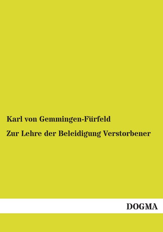 Produktbild: Zur Lehre der Beleidigung Verstorbener