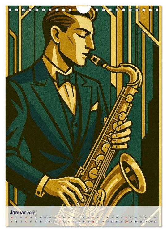 Produktbild: Saxophonisten. Eine Hommage an die Magie des Saxophons (Wandkalender 2026 DIN A4 hoch), CALVENDO Monatskalender