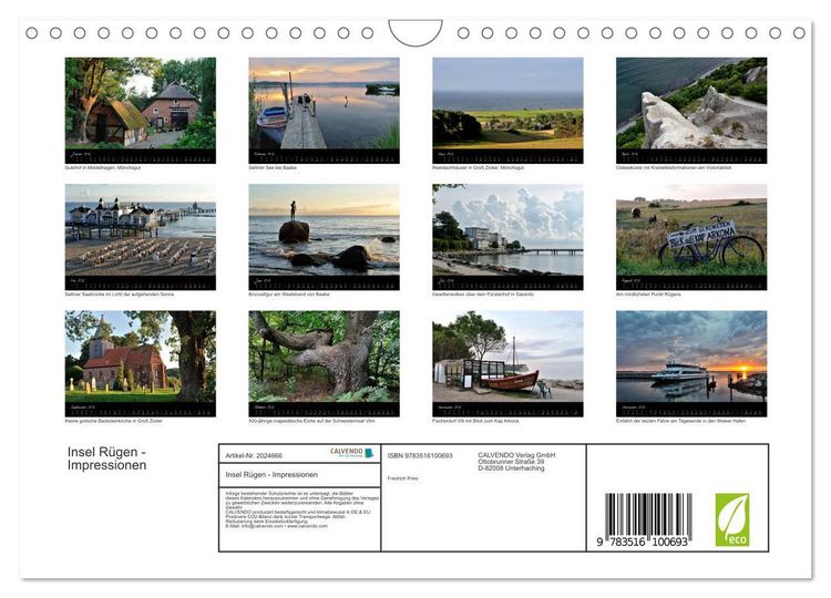 Produktbild: Insel R&uuml;gen - Impressionen (Wandkalender 2026 DIN A4 quer), CALVENDO Monatskalender