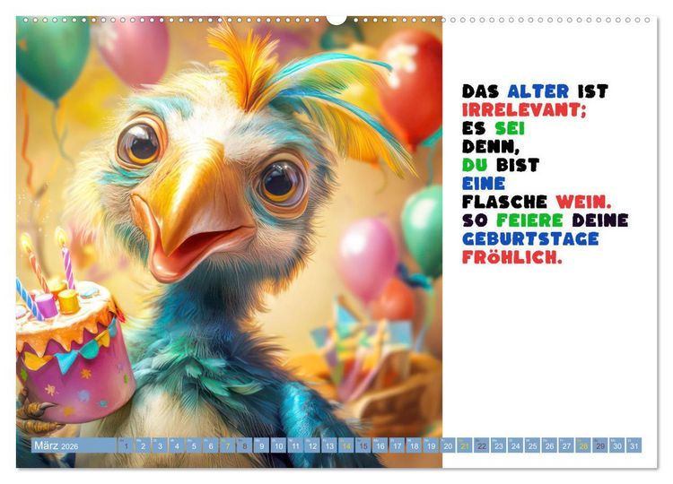 Produktbild: Vogelspr&uuml;che - Humor (hochwertiger Premium Wandkalender 2026 DIN A2 quer), Kunstdruck in Hochglanz