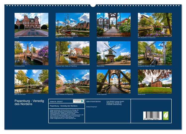 Produktbild: Papenburg - Venedig des Nordens (hochwertiger Premium Wandkalender 2026 DIN A2 quer), Kunstdruck in Hochglanz