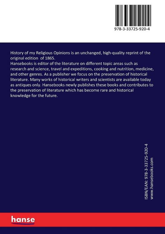 Produktbild: History of my Religious Opinions