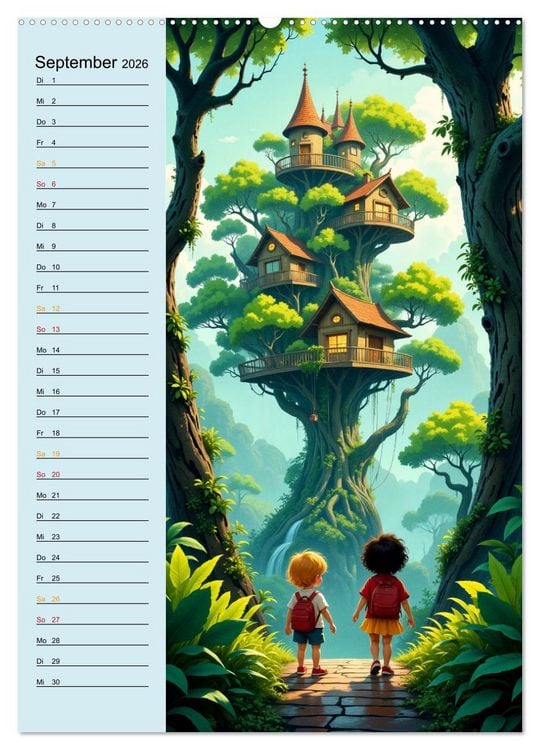 Produktbild: Traumreise ins Abenteuerland - Planer f&uuml;r Kinder (hochwertiger Premium Wandkalender 2026 DIN A2 hoch), Kunstdruck in Hochglanz