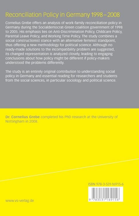 Produktbild: Reconciliation Policy in Germany 1998-2008