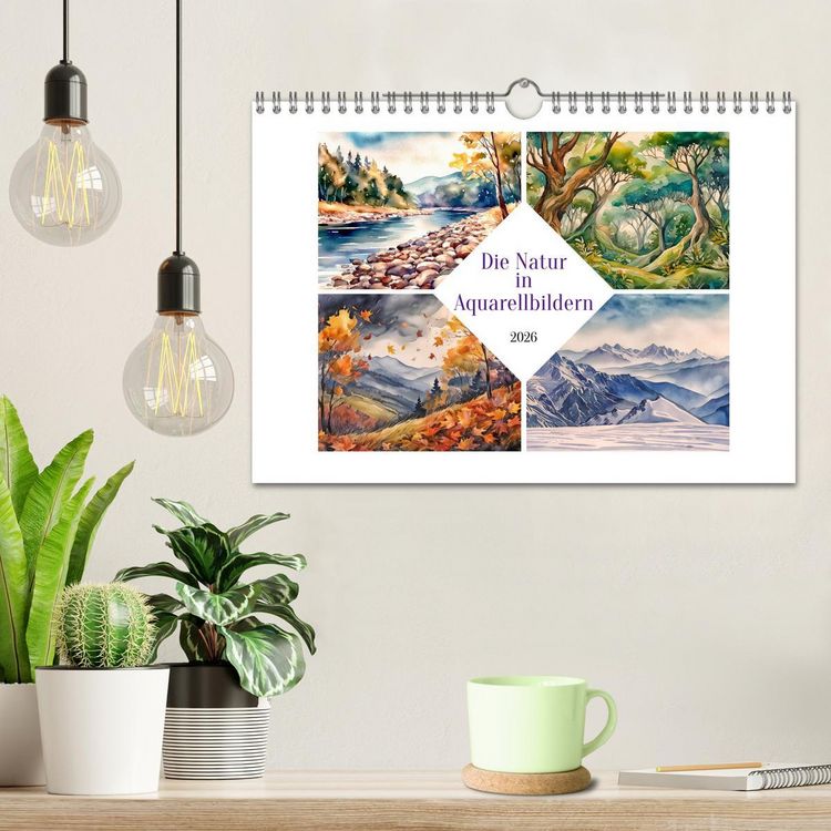 Produktbild: Die Natur in Aquarellbildern (Wandkalender 2026 DIN A4 quer), CALVENDO Monatskalender