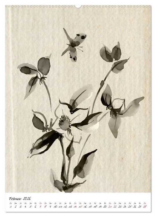 Produktbild: Sumi-e Kunst im japanischen Stil (hochwertiger Premium Wandkalender 2026 DIN A2 hoch), Kunstdruck in Hochglanz