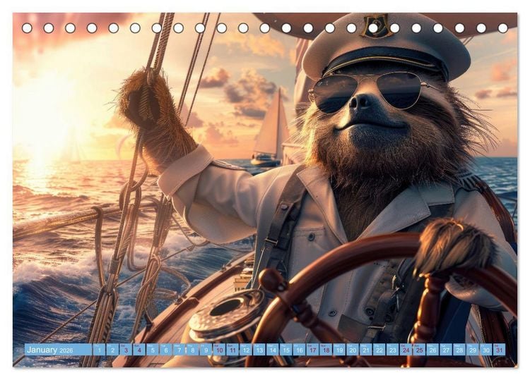 Produktbild: Funny animals as a captain on a boat (Desk Calendar 2026 DIN A5 landscape), CALVENDO 12 Month DeskCalendar