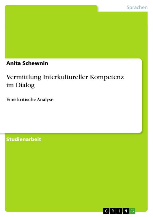 Produktbild: Vermittlung Interkultureller Kompetenz im Dialog