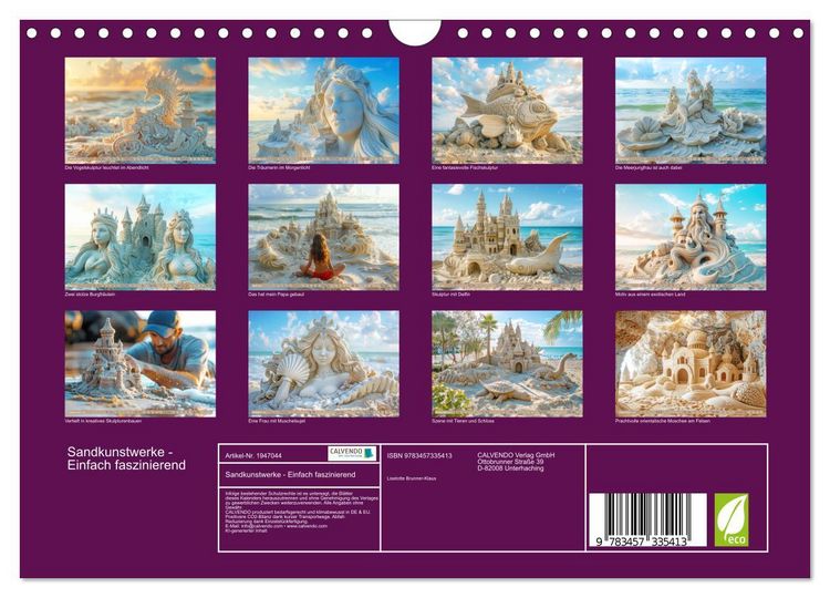 Produktbild: Sandkunstwerke - Einfach faszinierend (Wandkalender 2026 DIN A4 quer), CALVENDO Monatskalender