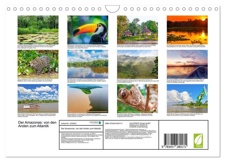 Produktbild: Der Amazonas: von den Anden zum Atlantik (Wandkalender 2026 DIN A4 quer), CALVENDO Monatskalender