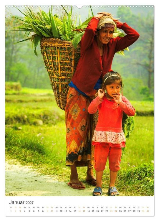 Produktbild: Menschen in Nepal (Wandkalender 2027 DIN A2 hoch), CALVENDO Monatskalender