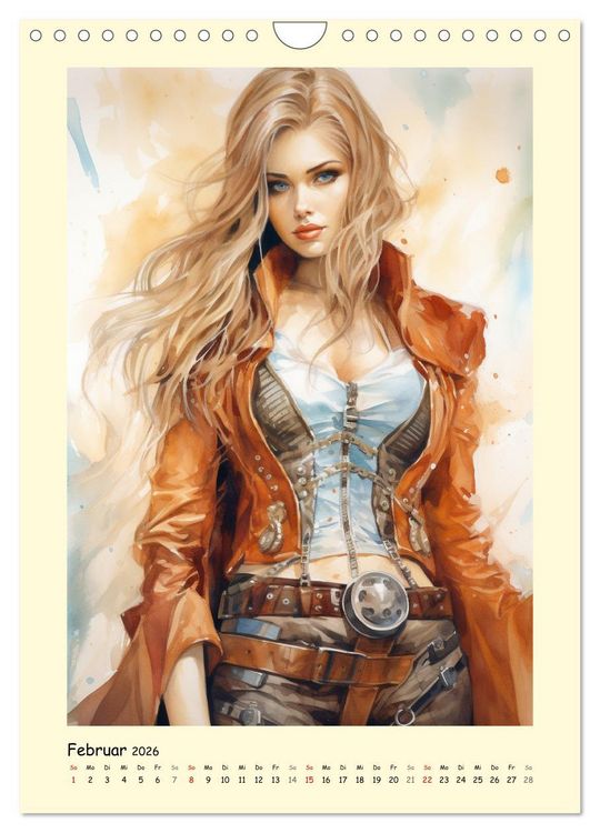 Produktbild: Sch&ouml;ne Steampunk Girls. Retro-&Auml;sthetik im Aquarell-Stil (Wandkalender 2026 DIN A4 hoch), CALVENDO Monatskalender